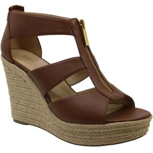 Michael Kors Leather Open Toe Wedges EUC